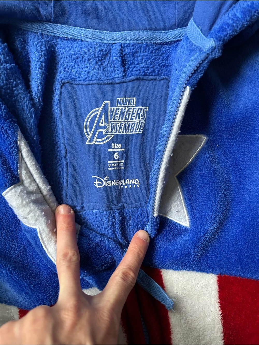 Marvel Captain America Hooded Fleece Onesie in Blue, Red & White - Picture 2 of 2